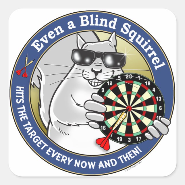 Blind Squirrel Darts Fyrkantigt Klistermärke (Framsida)