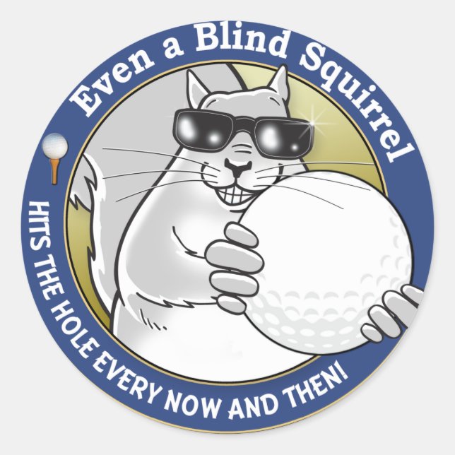 Blind Squirrel Golf Runt Klistermärke (Framsida)