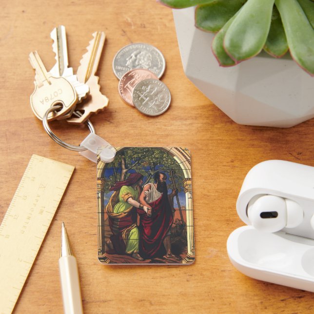 Blind Tobit och hustru Anna, gammal religion Nyckelring (Skrivbord)