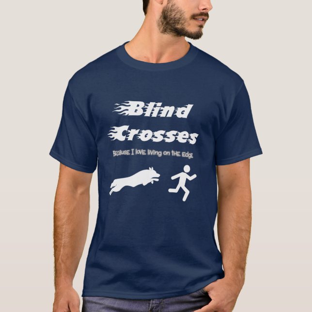 Blinda kors - Border Collie på mörk T Shirt (Framsida)