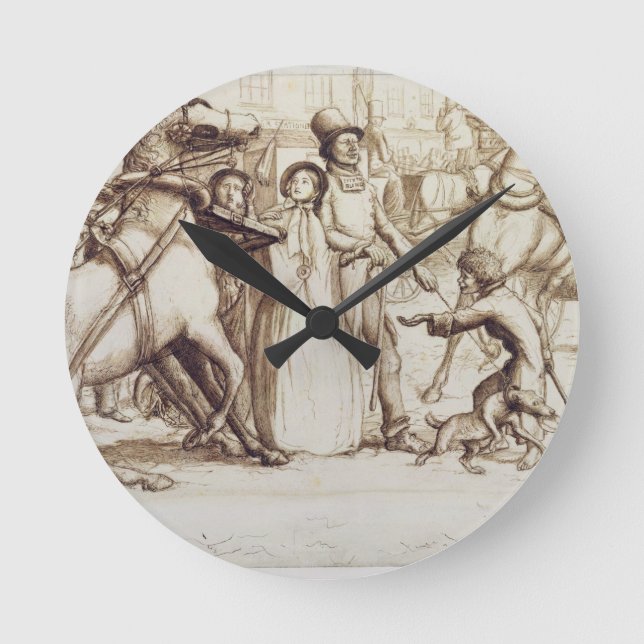 Blinden Man, 1853 (penna, bläck, tvätta och grafit Rund Klocka (Framsida)