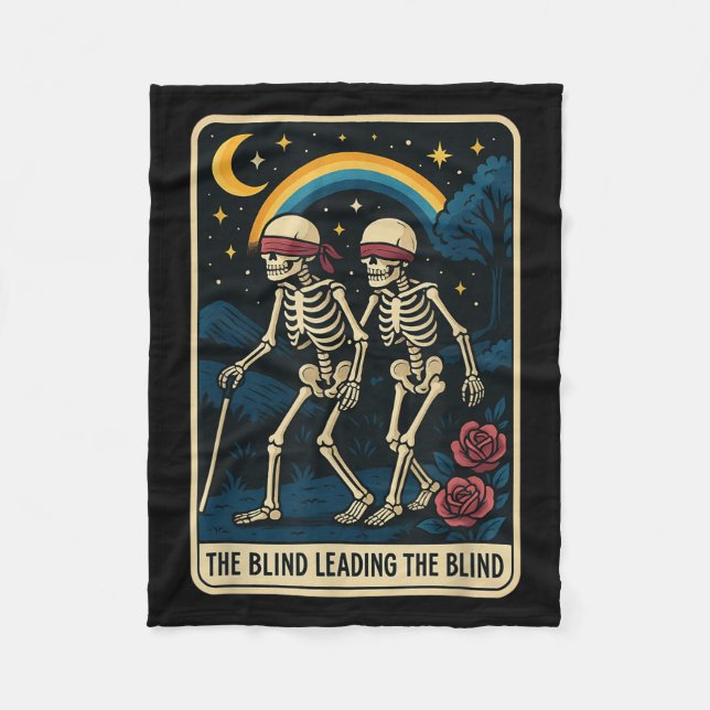 Blinden som leder Blindens roliga Tarot Card-skele Fleecefilt (Framsidan)