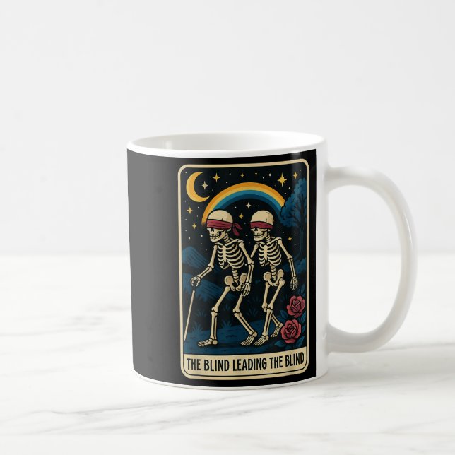 Blinden som leder Blindens roliga Tarot Card-skele Kaffemugg (Höger)