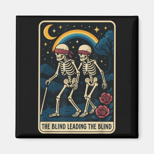 Blinden som leder Blindens roliga Tarot Card-skele Magnet (Framsidan)