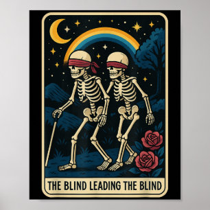 Blinden som leder Blindens roliga Tarot Card-skele Poster