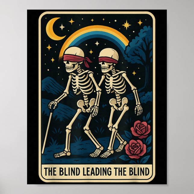 Blinden som leder Blindens roliga Tarot Card-skele Poster (Framsidan)