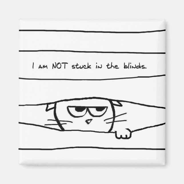 Blinder för katter och fönster - Lustigt Cat Magne Magnet (Framsidan)