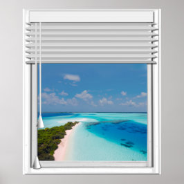 Blinder i fönstret för Tropical Sea View Fake Poster