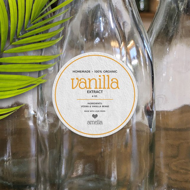 Blindetikett för Vanilla Extract Personlig Runt Klistermärke (Skapare uppladdad)