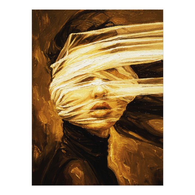 Blindfolded Woman – Surreal Oil Art Fototryck (Framsidan)
