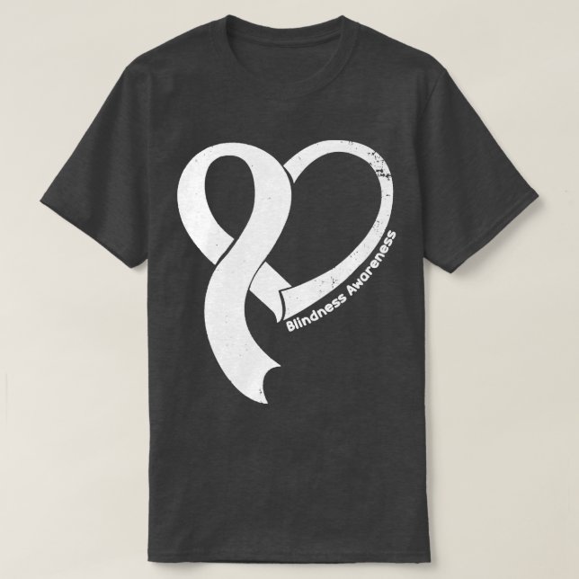 Blindhet Medvetenhet om Hökar Kärlek Heart Ribbon  T Shirt (Design framsida)