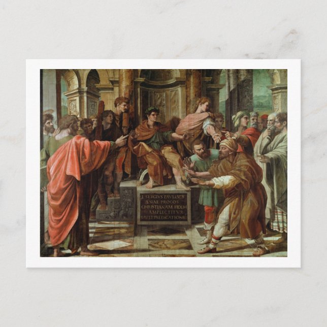 Blindningen av Elymas (tecknaden för Sistine Ch Vykort (Framsida)