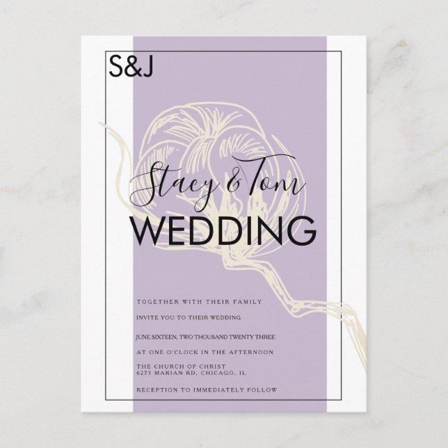 Blindningsinbjudan för botaniskt bomullsverk vykort (Framsida)