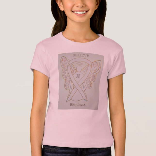 Blindring Vit medvetenhet Ribbon Angel Shirt Tee (Framsida)