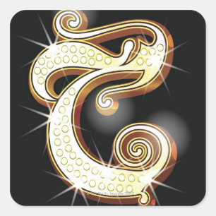 Bling alphabet C Fyrkantigt Klistermärke
