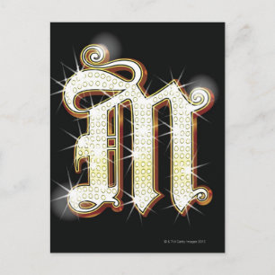 Bling alphabet M Vykort