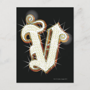 Bling alphabet V Vykort