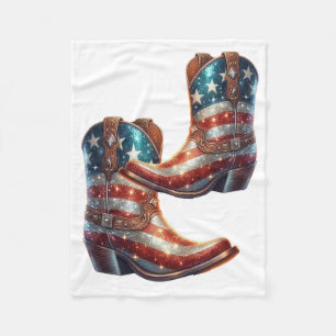 Bling Amerikansk Flagga Cowboy Stövlar Fleecefilt