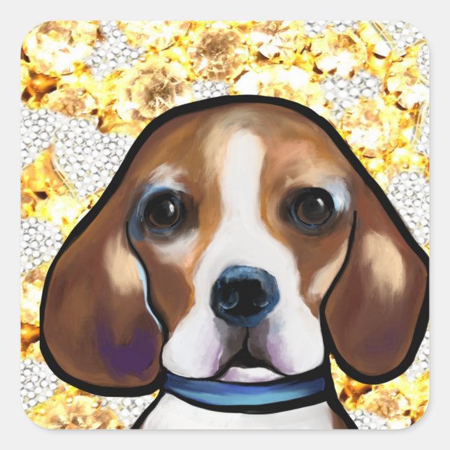 Bling Beagle      Fyrkantigt Klistermärke (Framsida)