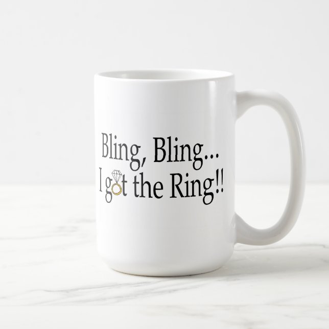 Bling Bling fick jag ringbröllopförlovningen Kaffemugg (Höger)