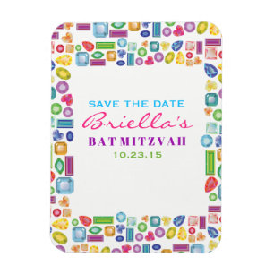 BLING BLING Gemstone Bat mitzvah Spara datum Magnet