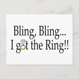 Bling Bling jag fick ringen bröllop förlovning Meddelande Vykort