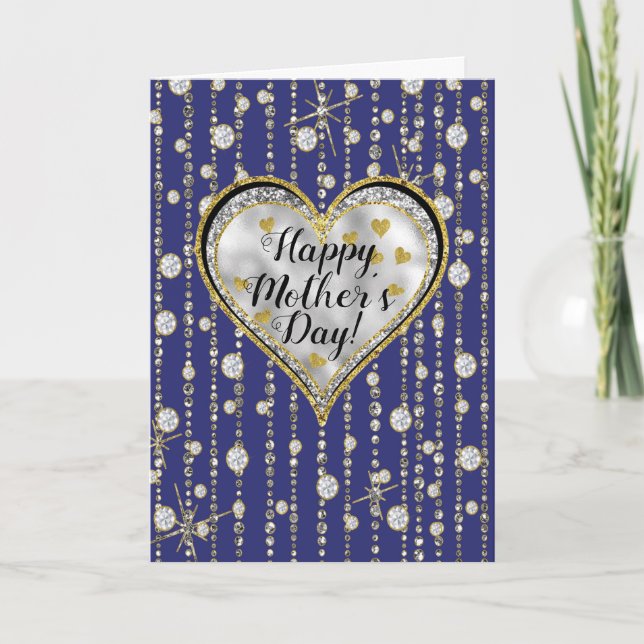 Bling Blue Card med skärande diamanter! Kort (Framsida)