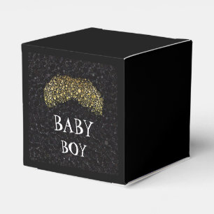 Bling boxas svart/guld- Moustachepartyfavör Presentaskar