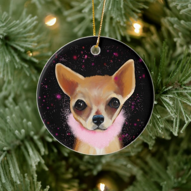 Bling Chihuahua Julgransprydnad Keramik (Träd)