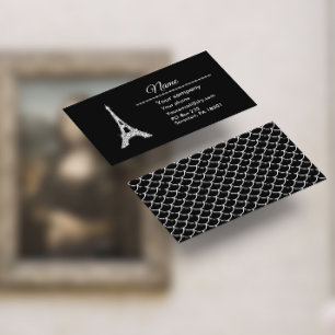 Bling Eiffel Torn på Affärskortet Classy Black Visitkort