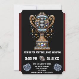 Bling Football Party Big Game Bowl Game Trophy Inbjudningar