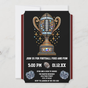 Bling Football Party Big Game Bowl Game Trophy Inbjudningar
