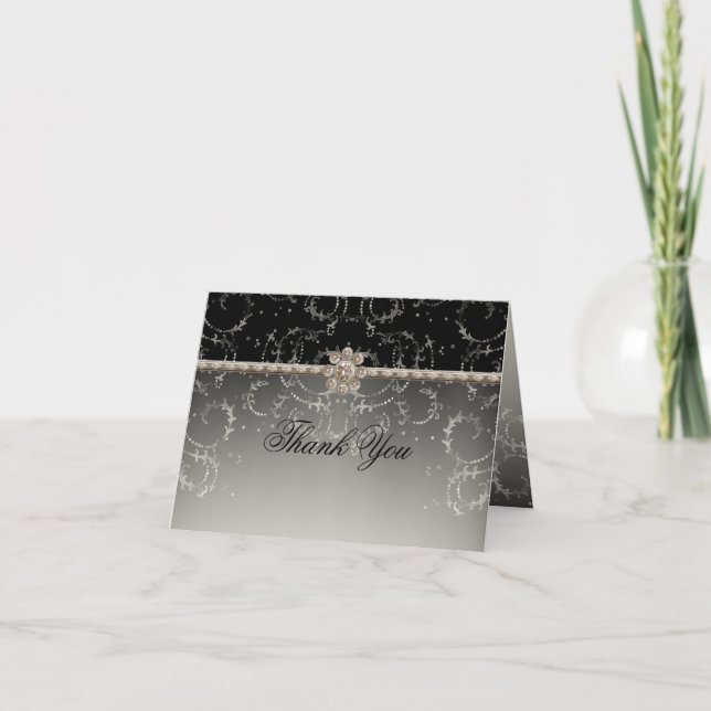 Bling för juvelLooksilver virvlar runt den Tack Kort (Framsida)