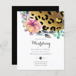 Bling Girly Glam Leopard Skriv ut Rosa Guld Bröllo