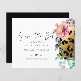 Bling Girly Glam Leopard Skriv ut Rosa Guld Bröllo