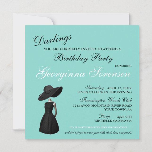 Bling Glam Teal Tiara Birthday-firandet Party (Framsida)