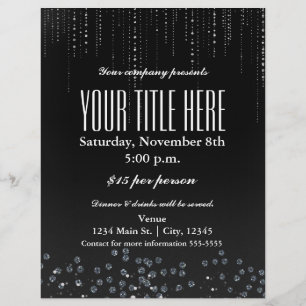 Bling Glitter Elegant Glamour Evenemangsfolder Aff Reklamblad