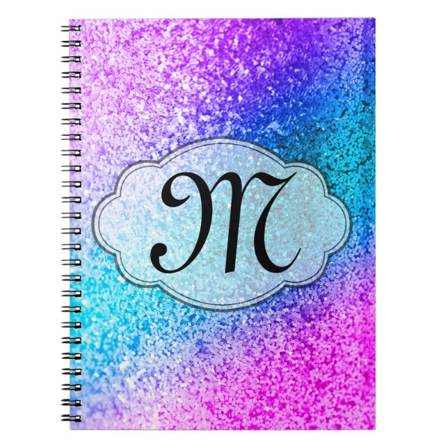 Bling Glitter Girly Pin Monogram Initial Note Bok Anteckningsbok Med Spiral (Framsidan)