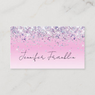 Bling HoloGraph Glitter MakeupArtist Script Rosa Visitkort