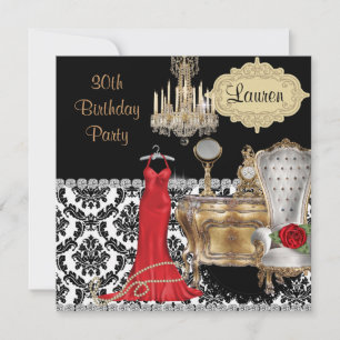 BLING-inbjudan för elegant 30ÅRS FÖDELSEDAG VINTAG Inbjudningar