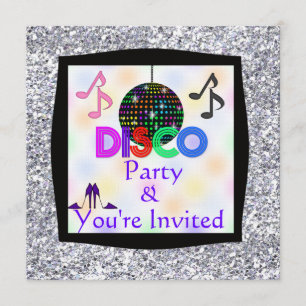 BLING-inbjudan för Groovy Disco Temaparty Inbjudningar