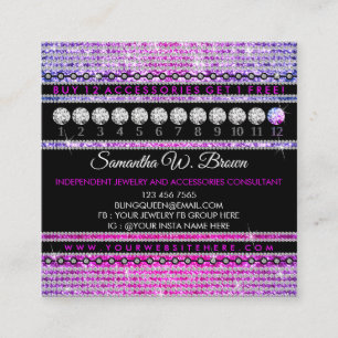 Bling Jewelry Glitz Glam Luxury Diamond Fyrkantigt Visitkort