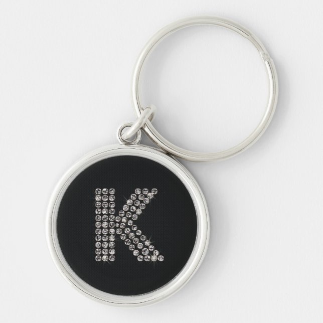 bling - K Rund Silverfärgad Nyckelring (Framsidan)