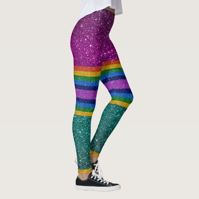 Bling mig upp Regnbåge 7 Pop Mode Leggings (Höger)
