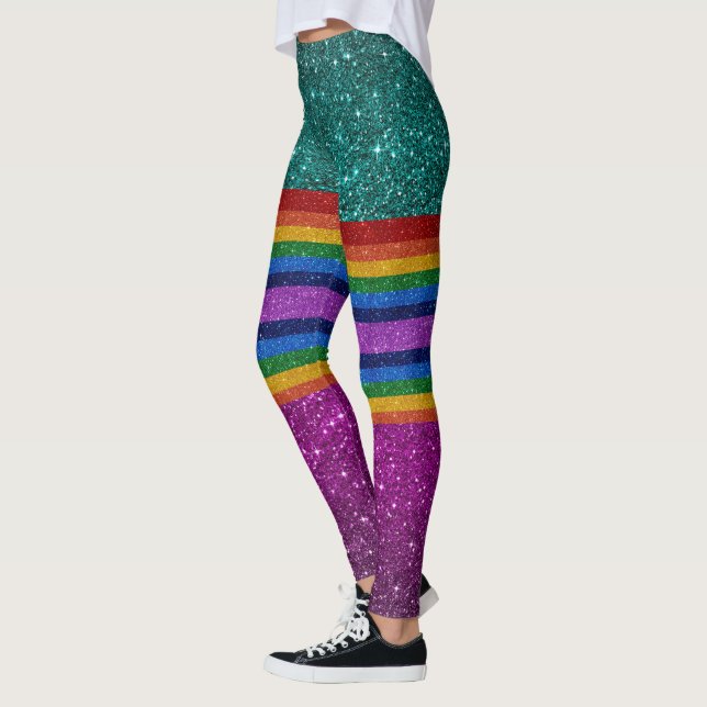 Bling mig upp Regnbåge 8 Pop Mode Leggings (Vänster)