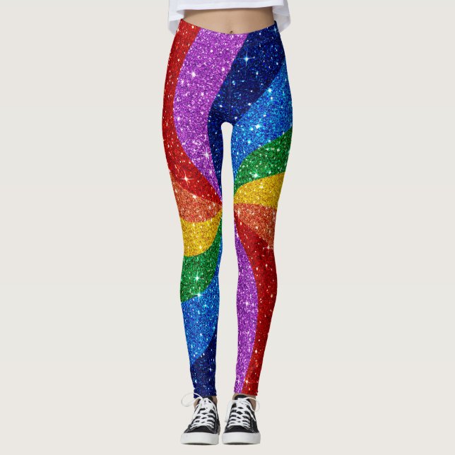 Bling mig upp Regnbåge Pop Mode Leggings (Framsida)