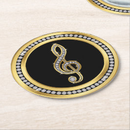 Bling Musical Note Underlägg Papper Rund