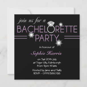 Bling Ring Lila Bachelorette Party Inbjudningar