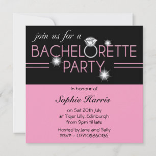 Bling Ring Rosa Bachelorette Part 2 Inbjudningar