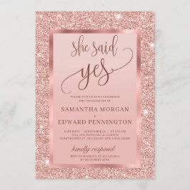 Bling ro guld förlovningsfest sa ja inbjudningar